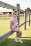 Howdy" Pink Western printed girls romper. PNG60001 SOL