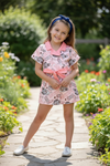 Howdy" Pink Western printed girls romper. PNG60001 SOL