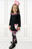 🔶BLACK POM POM TUNIC W/ UNICORN PRINTED SCARF & MATCHING LEGGINGS.  SJT-202247