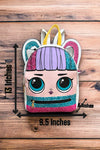 Colorful doll backpack. L 13"X W 5" X 13". TT-2024-AB
