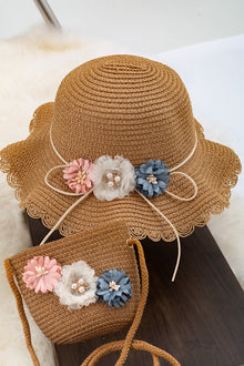  Brown straw hat & bag set. ACG15144008