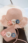 Blush straw hat & bag set. ACG15144007
