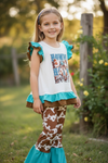 Howdy Howdy ivory western tunic & cow printed pants. GSPO102317-jean