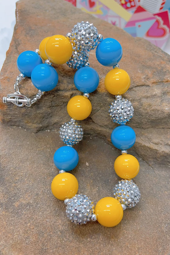 Yellow & turquoise bubble necklace. (3pcs/$12.00) ACG45133007 S