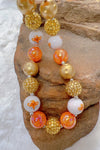 ORANGE, GOLD, FOXY BUBBLE NECKLACE.  3PSC/$12.00  AC-803540