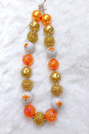 ORANGE, GOLD, FOXY BUBBLE NECKLACE.  3PSC/$12.00  AC-803540