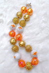 ORANGE, GOLD, FOXY BUBBLE NECKLACE.  3PSC/$12.00  AC-803540