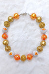 ORANGE, GOLD, FOXY BUBBLE NECKLACE.  3PSC/$12.00  AC-803540