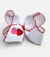 5" 2 embroidered heart with moon stitch hair bows. 3pcs/$12.00A