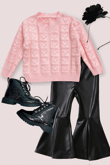  🔶V-NECK HEART KNIT SWEATER W/ HEART PATTERN. LC-TP-2116302