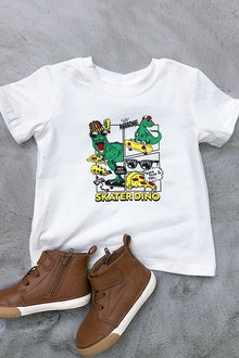  Skater Dino" White graphic tee shirt. TPB15144007 WENDY