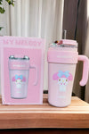 860ML Pink tumbler with holder & straw.