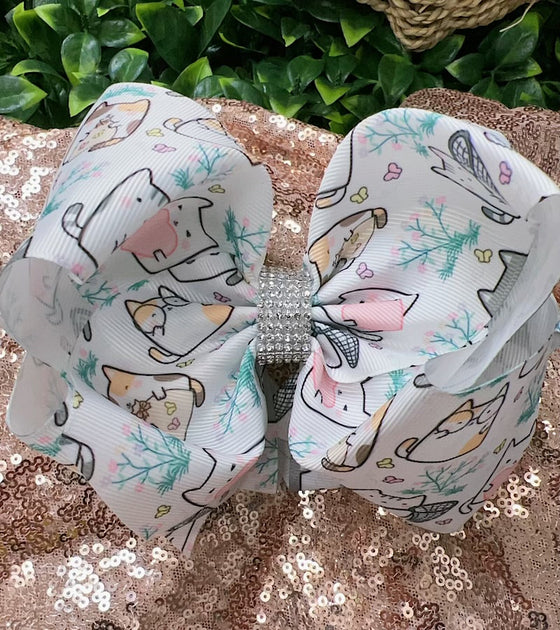 Sweet Cat printed double layer hair bows. (4pcs/$10.00) BW-DSG-984