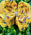 Yellow Cat w/a hat printed double layer hairbows. (4PCS/$10.00) BW-DSG-967