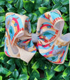 The little things" rainbow printed double layer hair bows. (4PCS/$10.00) BW-DSG-968