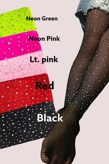  FISHNET TIGHTS WITH RHINESTONES/ MULTIPLE COLORS AVAILABLE. 3PCS/$9.00 TTE-2023-0