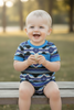 Boys Teal Aztec Printed Cream bodysuit. SR120206-JEAN
