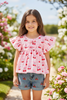 Cherry on pink gingham tunic & denim shorts. OFG60366 AMY