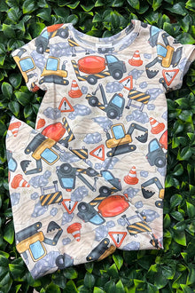  Construction baby" Excavator printed baby gown. PJB15153002-ONE SIZE