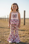 Rodeo" Aztec printed halter tunic and aztec bell bottoms. OFG60879 SOL