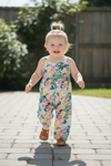 Hawaiian /floral printed girls jumpsuit. SR112709-SOL