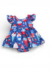 Cupcake Royal blue patriotic baby bodysuit dress. SR110606-JEAN