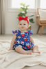 Cupcake Royal blue patriotic baby bodysuit dress. SR110606-JEAN