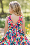 Multi-color floral printed Hi-Performance dress w/undershorts.GSD102701-JEAN