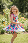 Multi-color floral printed Hi-Performance dress w/undershorts.GSD102701-JEAN