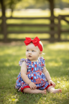 USA patriotic tunic & red shorts with ruffle hem. GSSO112003-AMY