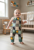 I'd rather be hunting" multi-printed patch romper with snaps. SR110613-SOL