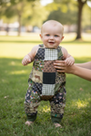 Duck hunt multi-printed path baby romper. SR110614-AMY