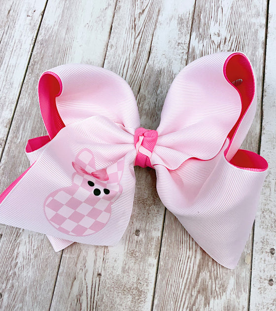 Double layer Easter bunny printed hair bows. 4PCS/$10.00