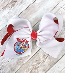  6.5" double layer hair bows with Dr.Seus* printed bow. 4PCS/$10.00 BW-DSG-14