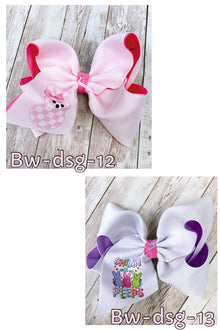  Double layer Easter bunny printed hair bows. 4PCS/$10.00