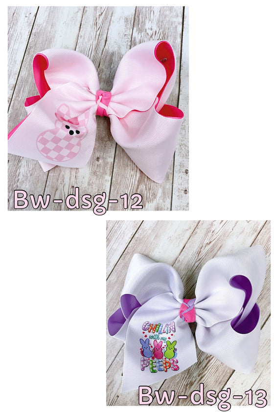 Double layer Easter bunny printed hair bows. 4PCS/$10.00