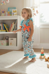 Chicken & floral printed girls jumpsuit. PNG50817 JEAN