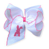 5" Easter embroidered hair bows with moon stitch trim. 3PCS/$12.00