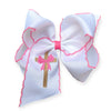 5" Easter embroidered hair bows with moon stitch trim. 4PCS/$12.00