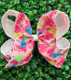 5" Multi printed hair bows with moon stitch trim. 4pcs/$10.50 2026-C