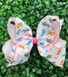 5" Multi printed hair bows with moon stitch trim. 4pcs/$10.50 2026-B