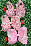 5" Multi printed hair bows with moon stitch trim. 4pcs/$10.50 2026-A