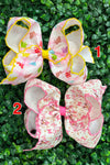 5" Multi printed hair bows with moon stitch trim. 4pcs/$10.50 2026-D