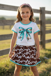 Coquette cowhide bow with matching skort. OFG60143 SOL
