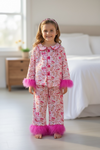 Western printed girls pajamas with feather sleeves. GLP112702-JEAN