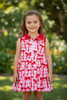 Red Coquette bow & pink gingham active wear dress w/undershorts with snaps. GSD102302-JEAN