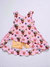 Highland cow-shoe horse printed dress with scalloped hem & shorts. OFG60139 JEAN