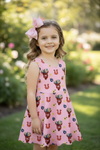 Highland cow-shoe horse printed dress with scalloped hem & shorts. OFG60139 JEAN
