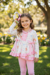 Easter bunny/floral printed tunic & pink leggings. OFG60356 AMY