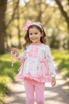 Easter bunny/floral printed tunic & pink leggings. OFG60356 AMY